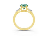 Yellow gold Heart Cut Cut Diamond Ring with Tapered Baguette Side Stones in Four-Prong Setting_3