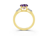 Yellow gold Heart Cut Cut Diamond Ring with Tapered Baguette Side Stones in Four-Prong Setting_3