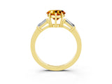 Yellow gold Heart Cut Cut Diamond Ring with Tapered Baguette Side Stones in Four-Prong Setting_3