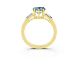 Yellow gold Heart Cut Cut Diamond Ring with Tapered Baguette Side Stones in Four-Prong Setting_3