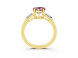Yellow gold Heart Cut Cut Diamond Ring with Tapered Baguette Side Stones in Four-Prong Setting_3