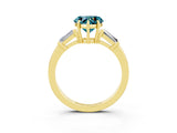 Yellow gold Heart Cut Cut Diamond Ring with Tapered Baguette Side Stones in Four-Prong Setting_3