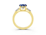 Yellow gold Heart Cut Cut Diamond Ring with Tapered Baguette Side Stones in Four-Prong Setting_3