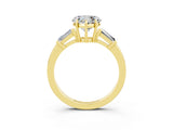 Yellow gold Heart Cut Cut Diamond Ring with Tapered Baguette Side Stones in Four-Prong Setting_3