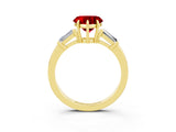 Yellow gold Heart Cut Cut Diamond Ring with Tapered Baguette Side Stones in Four-Prong Setting_3