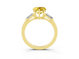 Yellow gold Heart Cut Cut Diamond Ring with Tapered Baguette Side Stones in Four-Prong Setting_3