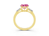 Yellow gold Heart Cut Cut Diamond Ring with Tapered Baguette Side Stones in Four-Prong Setting_3
