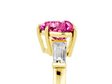 Yellow gold Heart Cut Cut Diamond Ring with Tapered Baguette Side Stones in Four-Prong Setting_5