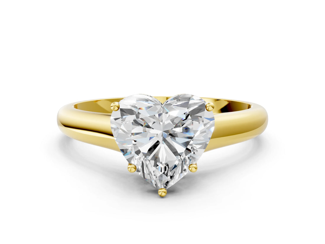 Yellow gold Heart Cut Cut Diamond Solitaire Engagement Ring with Tapered Plain Band and Four-Prong Setting_15