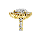 Yellow gold Heart Cut Cut Diamond Sunburst Halo Engagement Ring with Pavé Band_8