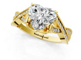Yellow gold Heart Cut Cut Diamond Twisted Band with Milgrain Pave Setting and Four-Prong Setting_7