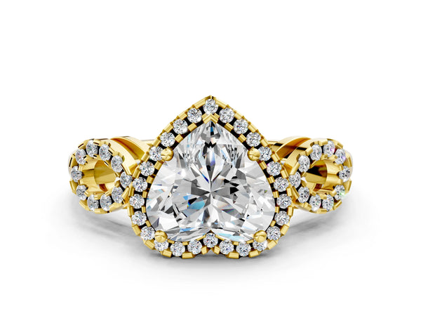 Yellow Gold Heart-Shaped Pave Infinity Halo Engagement Ring Setting