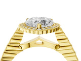 Yellow gold Heart Cut Cut Halo Pavé Solitaire Ring with Milgrain Band_11