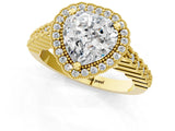 Yellow gold Heart Cut Cut Halo Pavé Solitaire Ring with Milgrain Band_8