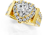 Yellow gold Heart Cut Cut Halo Split Shank Prong Set Ring_4