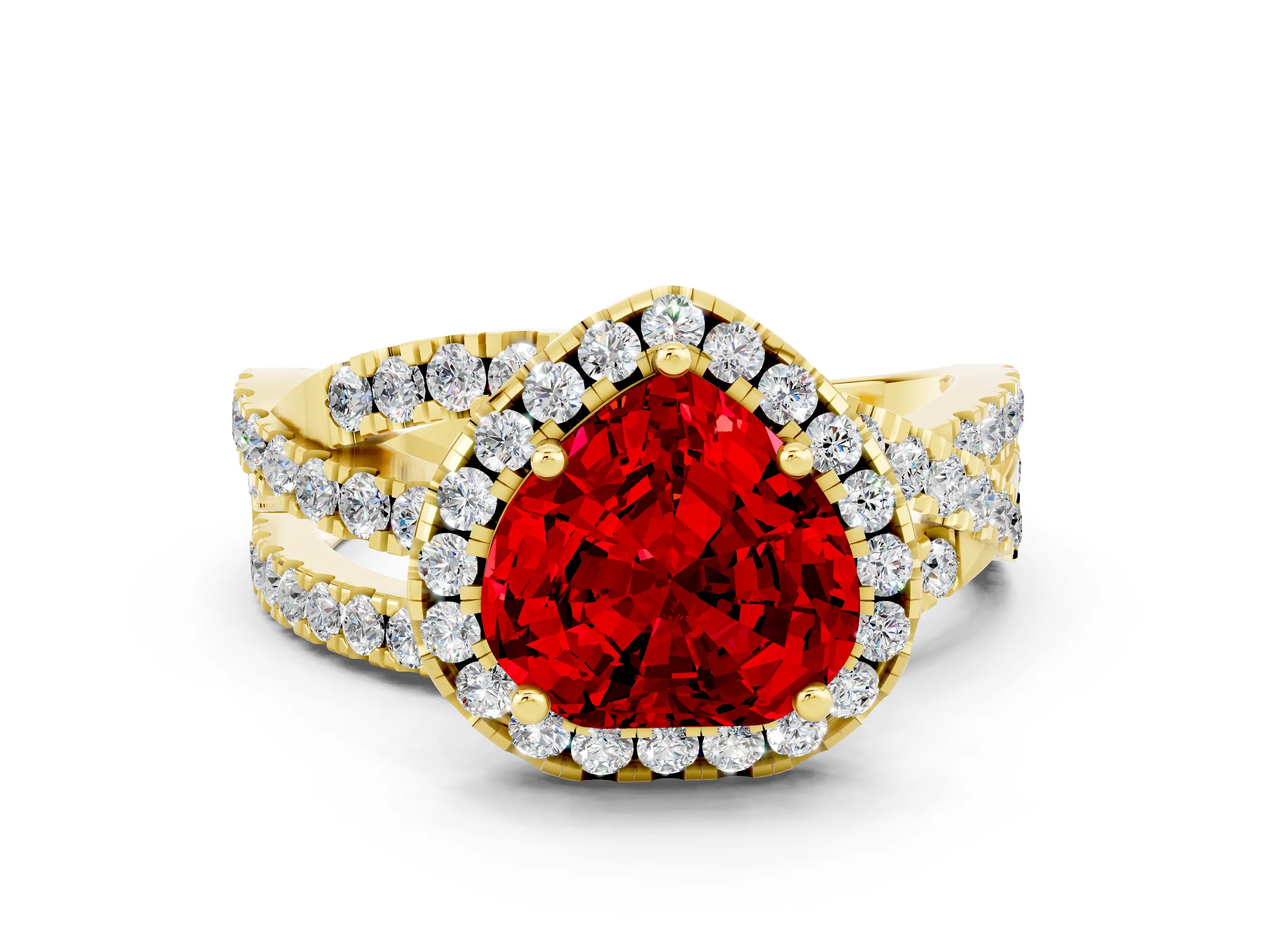 Yellow gold Heart Cut Cut Halo Split Shank Prong Setting Ring_12