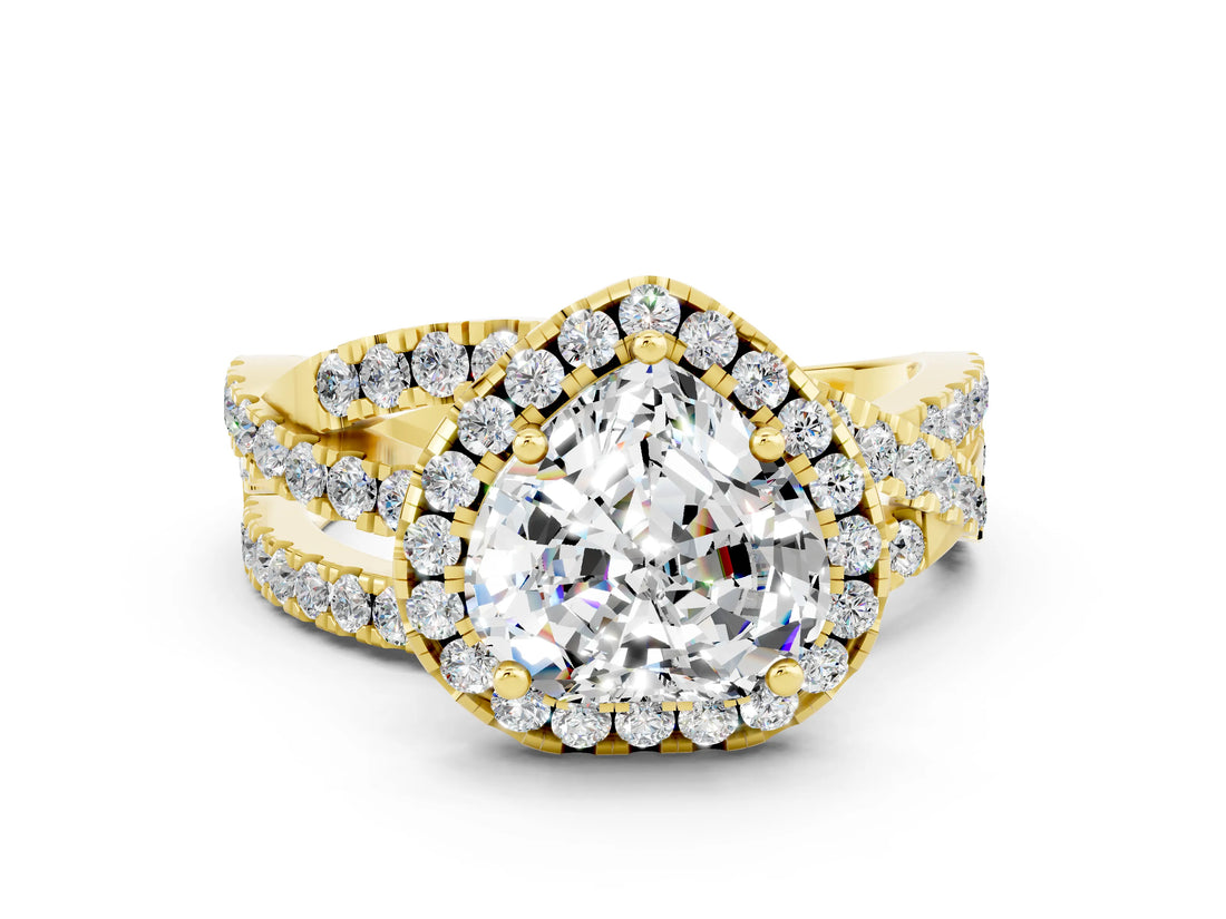 Yellow gold Heart Cut Cut Halo Split Shank Prong Setting Ring_12