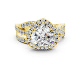Yellow gold Heart Cut Cut Halo Split Shank Prong Setting Ring_12