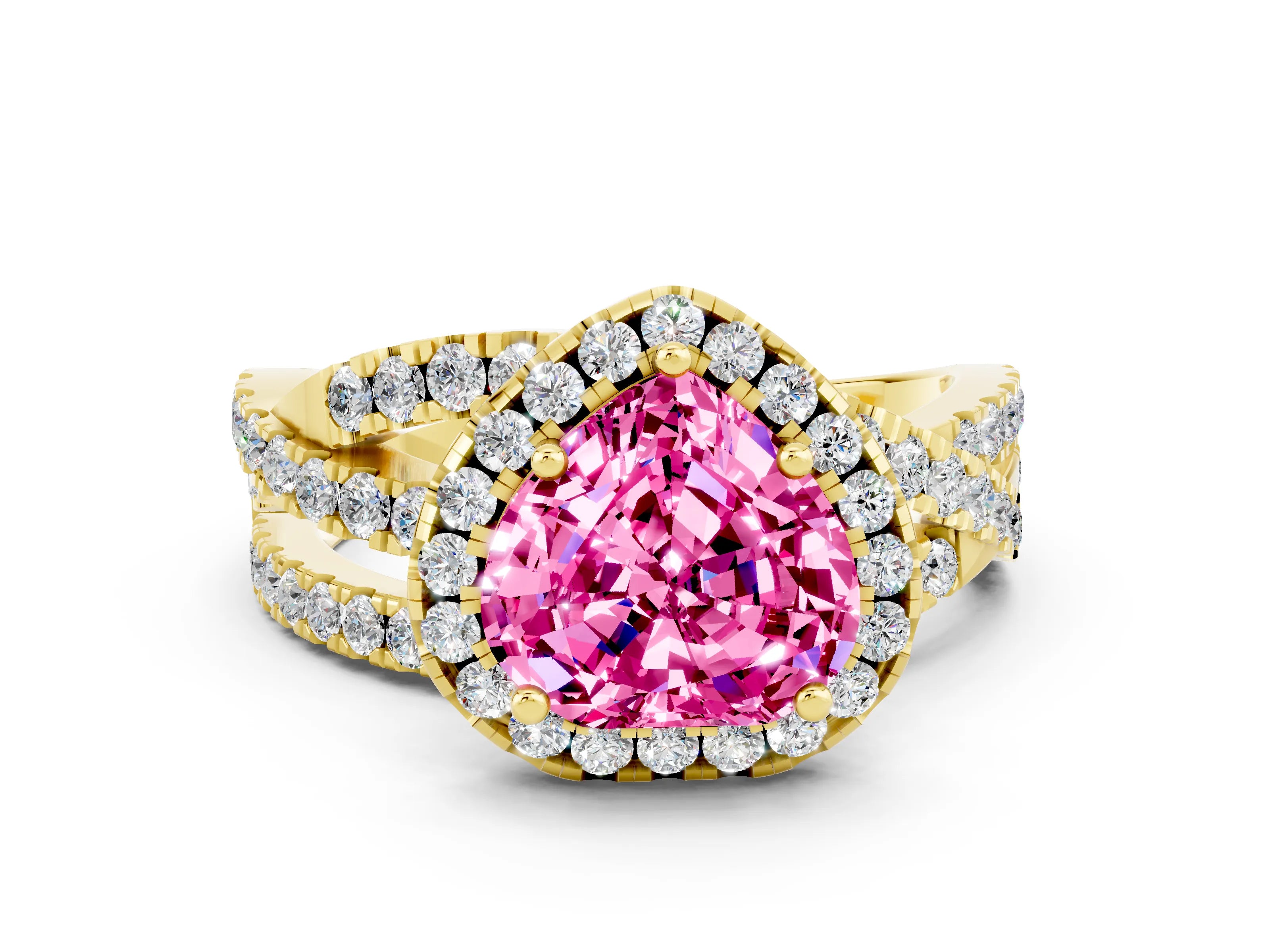 Yellow gold Heart Cut Cut Halo Split Shank Prong Setting Ring_12