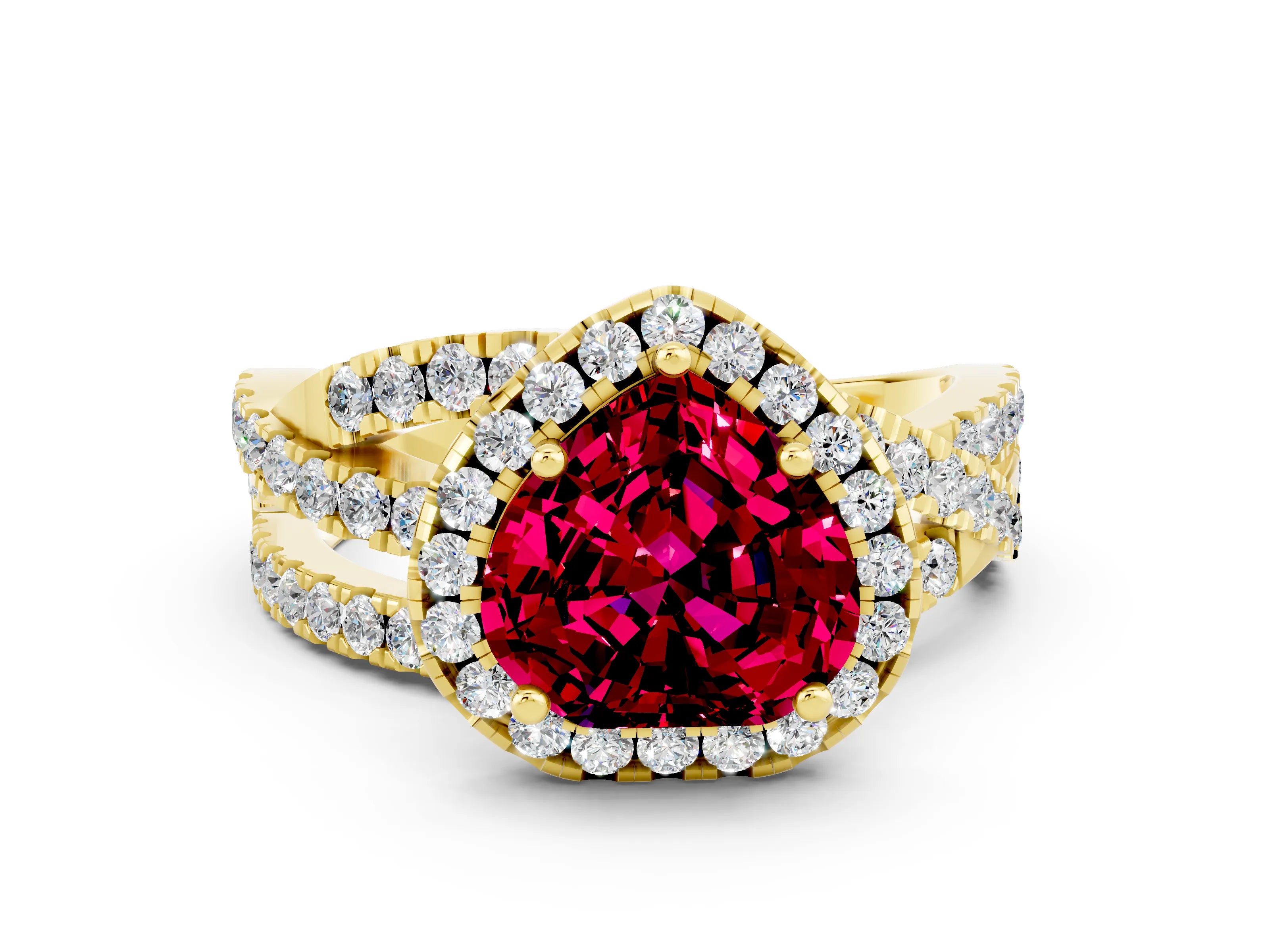 Yellow gold Heart Cut Cut Halo Split Shank Prong Setting Ring_12