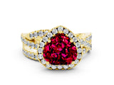 Yellow gold Heart Cut Cut Halo Split Shank Prong Setting Ring_12