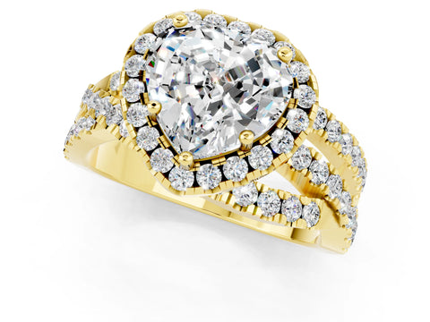 Yellow gold Heart Cut Cut Halo Split Shank Prong Setting Ring_13