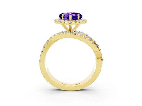 Yellow gold Heart Cut Cut Halo Split Shank Prong Setting Ring_15