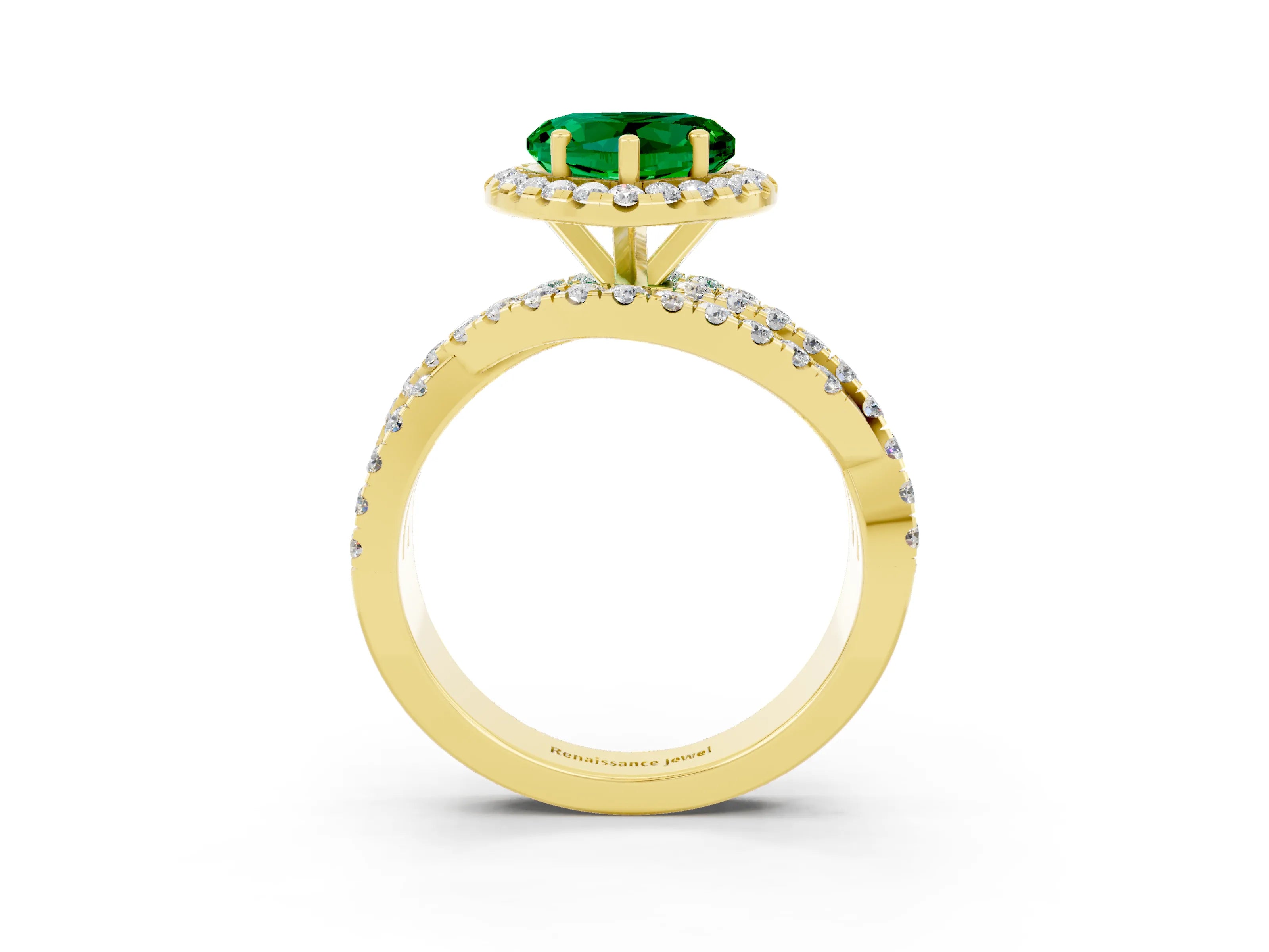 Yellow gold Heart Cut Cut Halo Split Shank Prong Setting Ring_15
