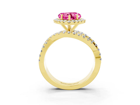 Yellow gold Heart Cut Cut Halo Split Shank Prong Setting Ring_15