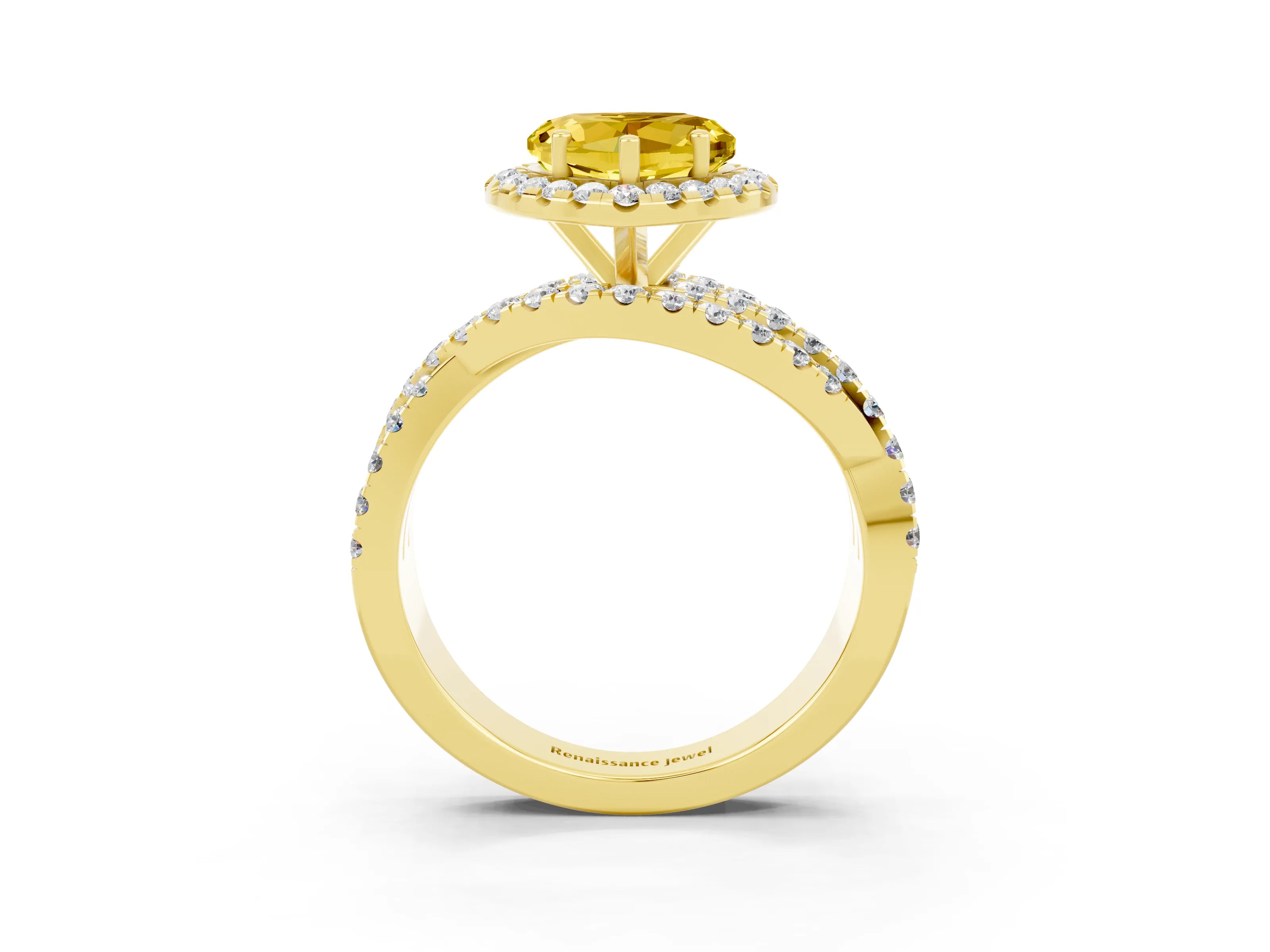 Yellow gold Heart Cut Cut Halo Split Shank Prong Setting Ring_15