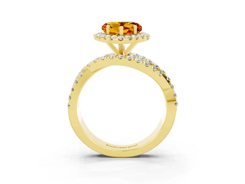 Yellow gold Heart Cut Cut Halo Split Shank Prong Setting Ring_15