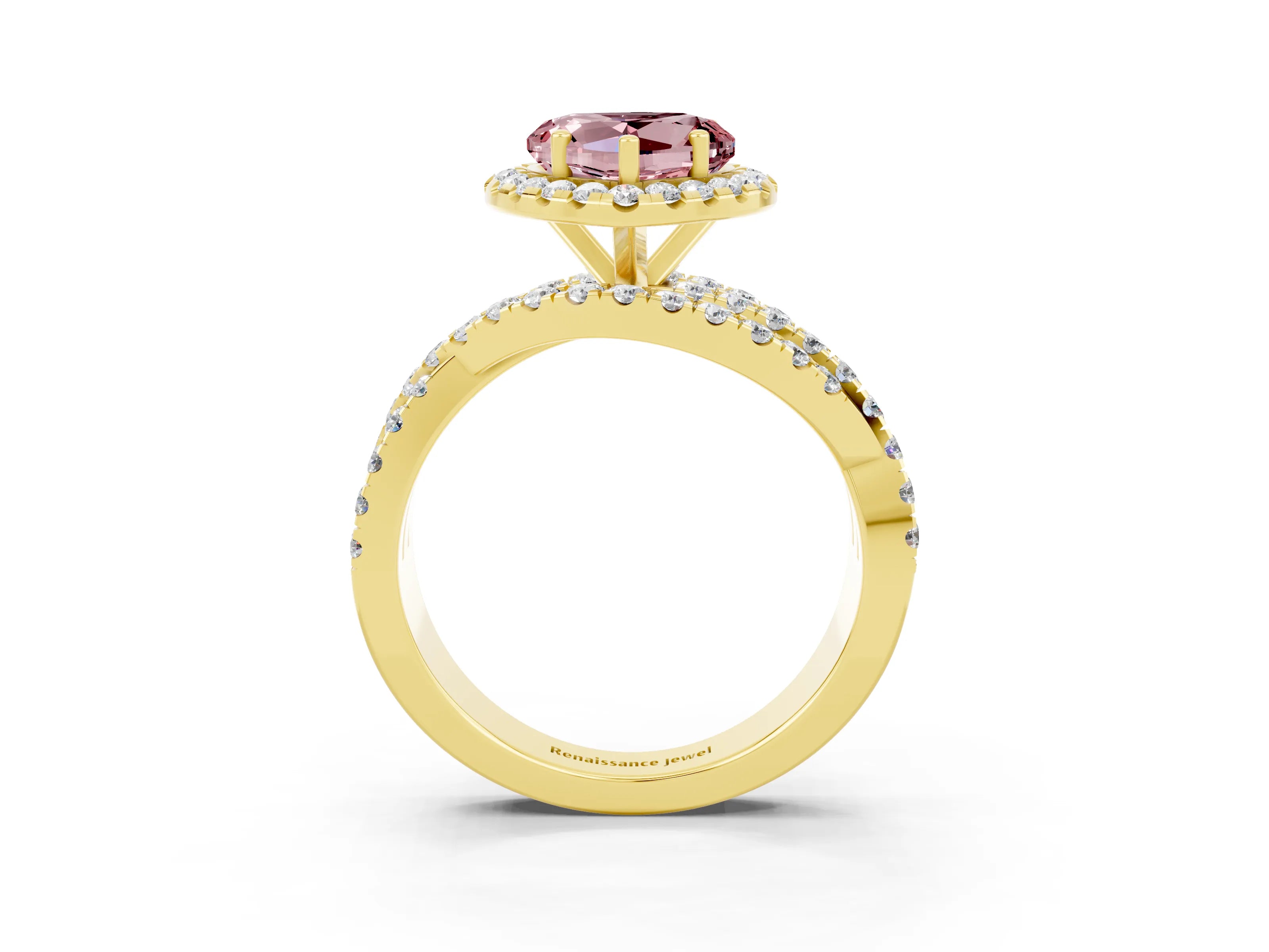 Yellow gold Heart Cut Cut Halo Split Shank Prong Setting Ring_15