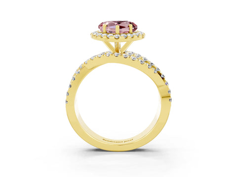 Yellow gold Heart Cut Cut Halo Split Shank Prong Setting Ring_15