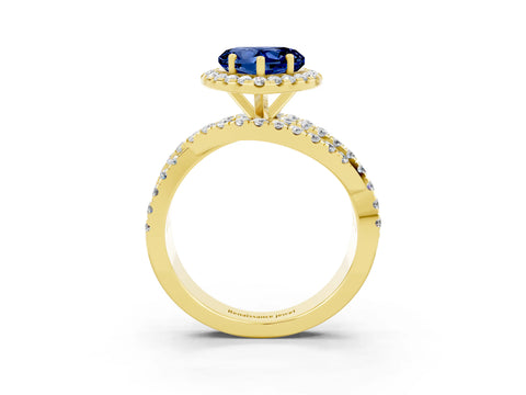 Yellow gold Heart Cut Cut Halo Split Shank Prong Setting Ring_15