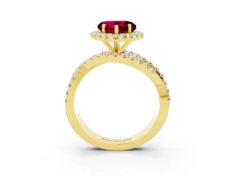 Yellow gold Heart Cut Cut Halo Split Shank Prong Setting Ring_15