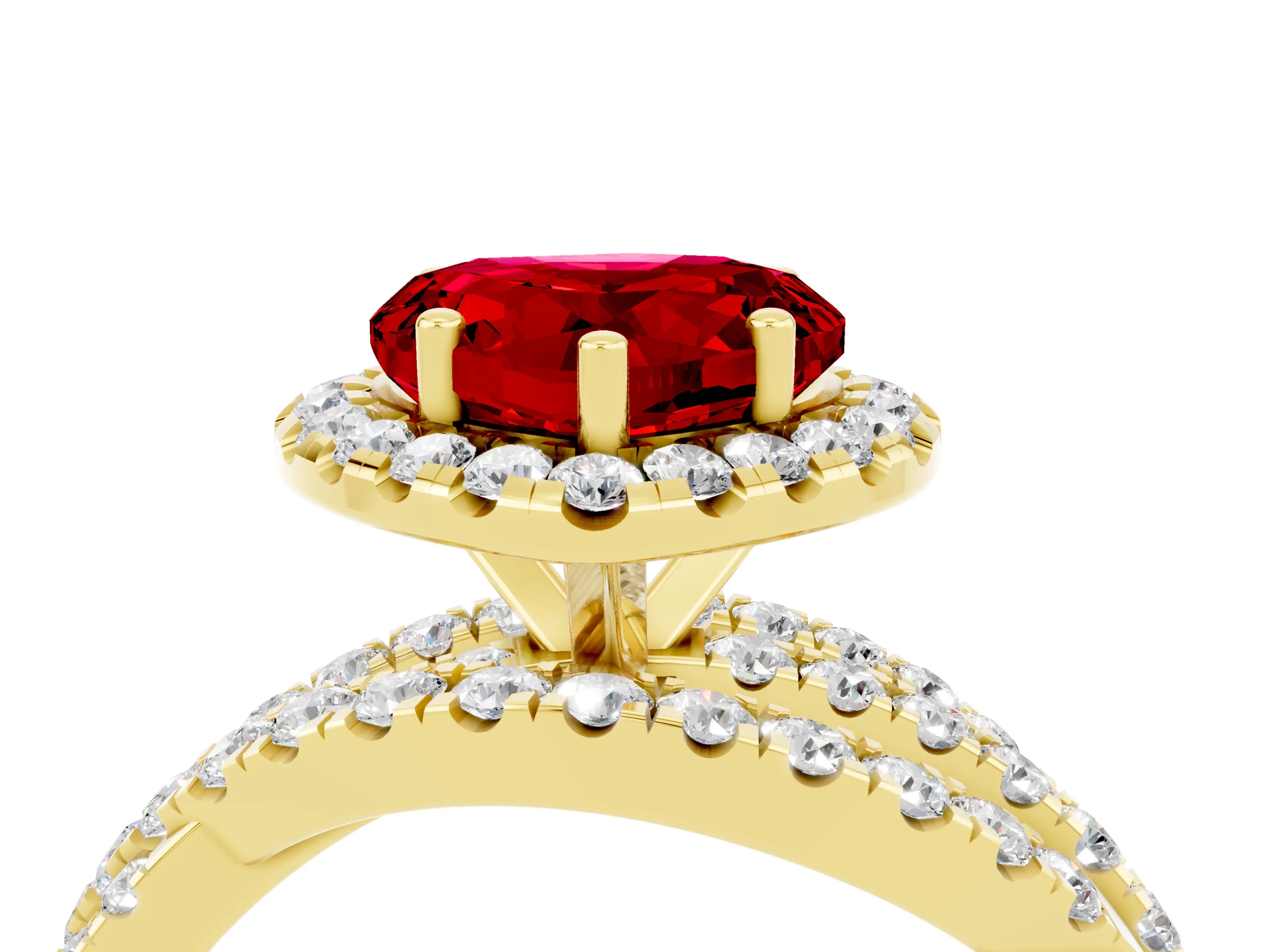 Yellow gold Heart Cut Cut Halo Split Shank Prong Setting Ring_16