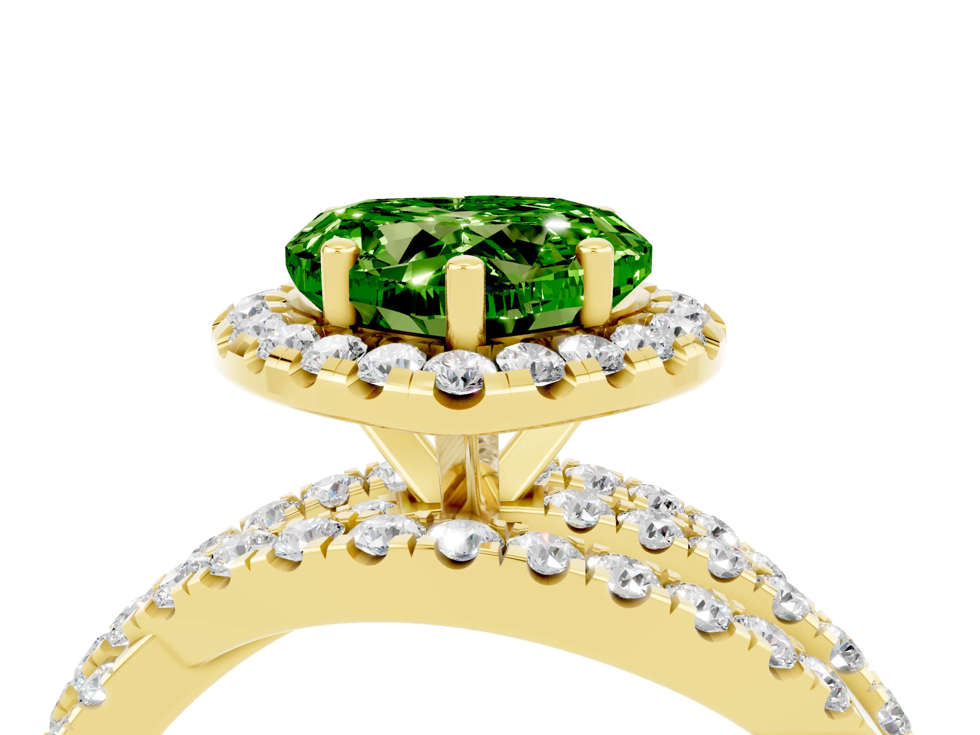 Yellow gold Heart Cut Cut Halo Split Shank Prong Setting Ring_16