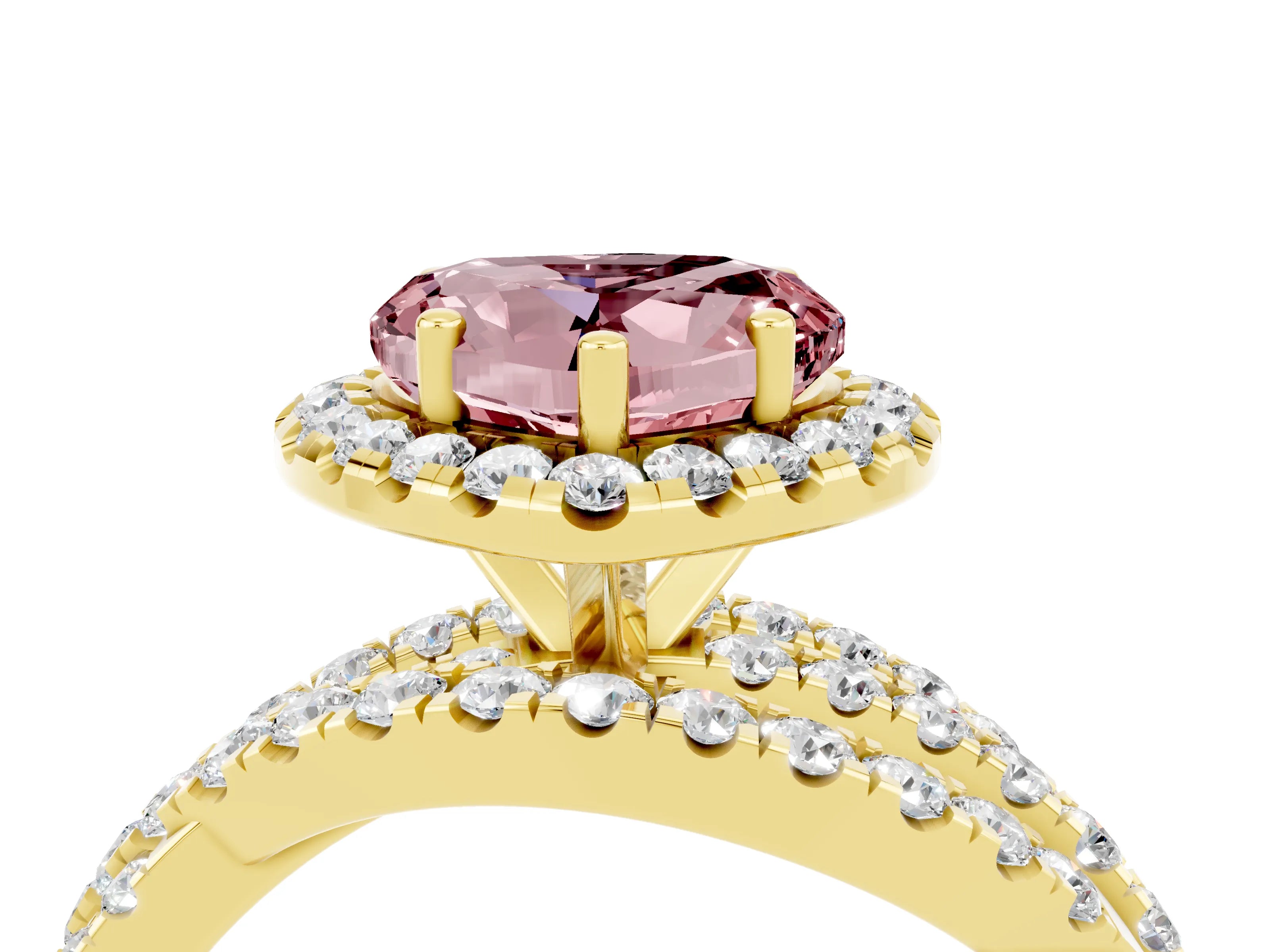Yellow gold Heart Cut Cut Halo Split Shank Prong Setting Ring_16