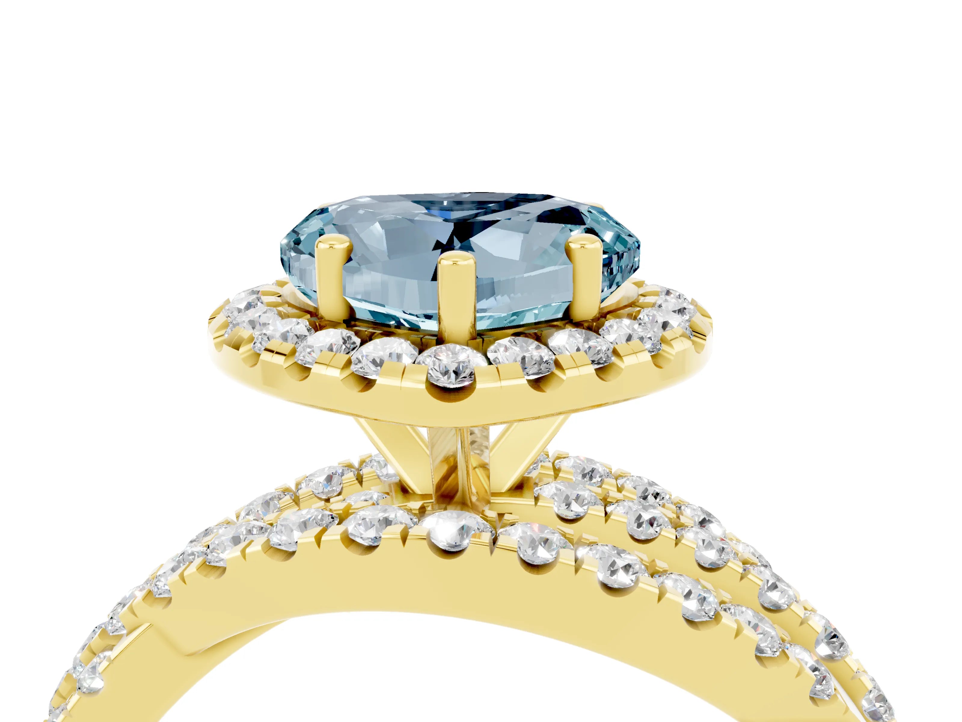 Yellow gold Heart Cut Cut Halo Split Shank Prong Setting Ring_16
