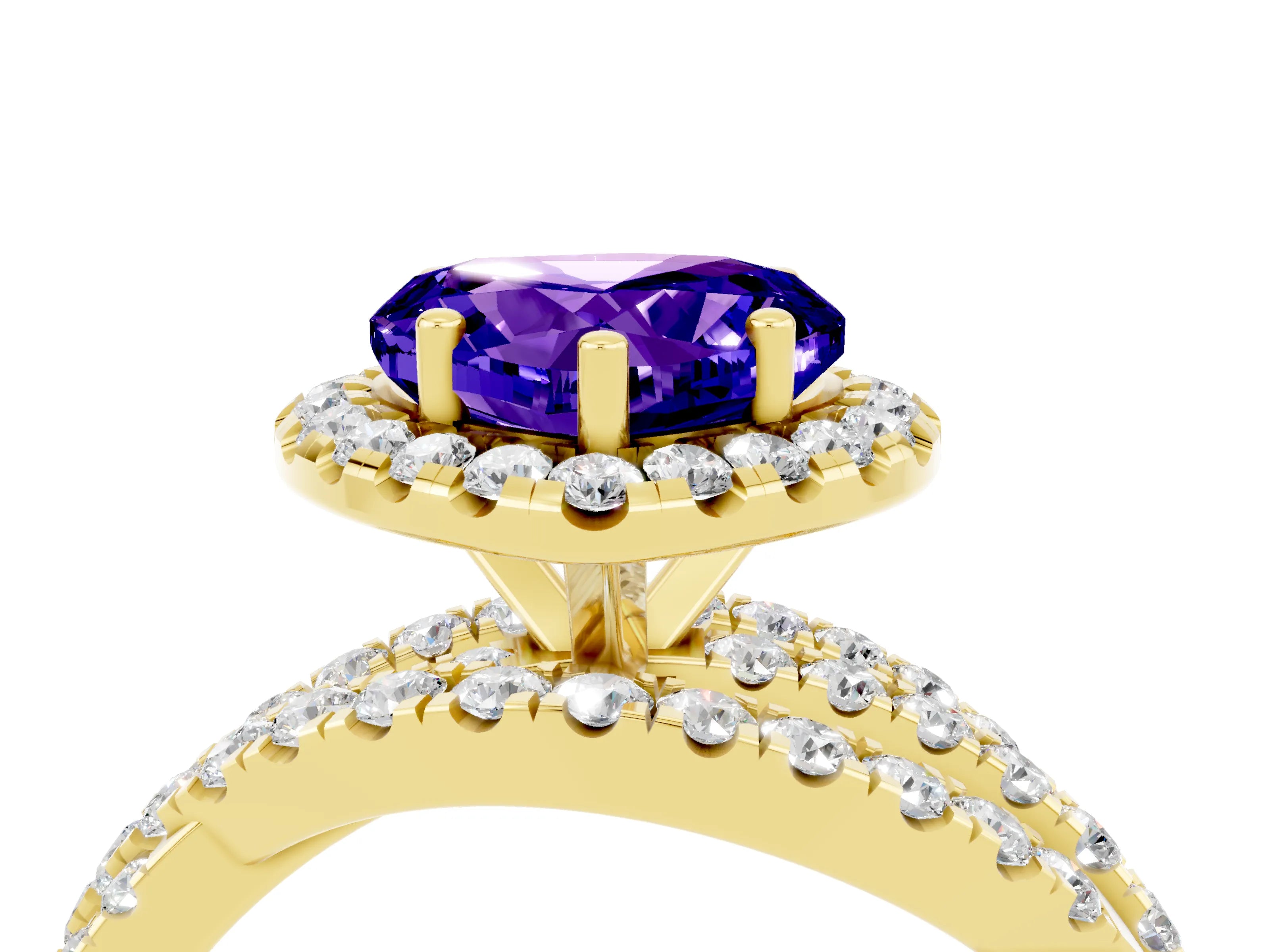 Yellow gold Heart Cut Cut Halo Split Shank Prong Setting Ring_16
