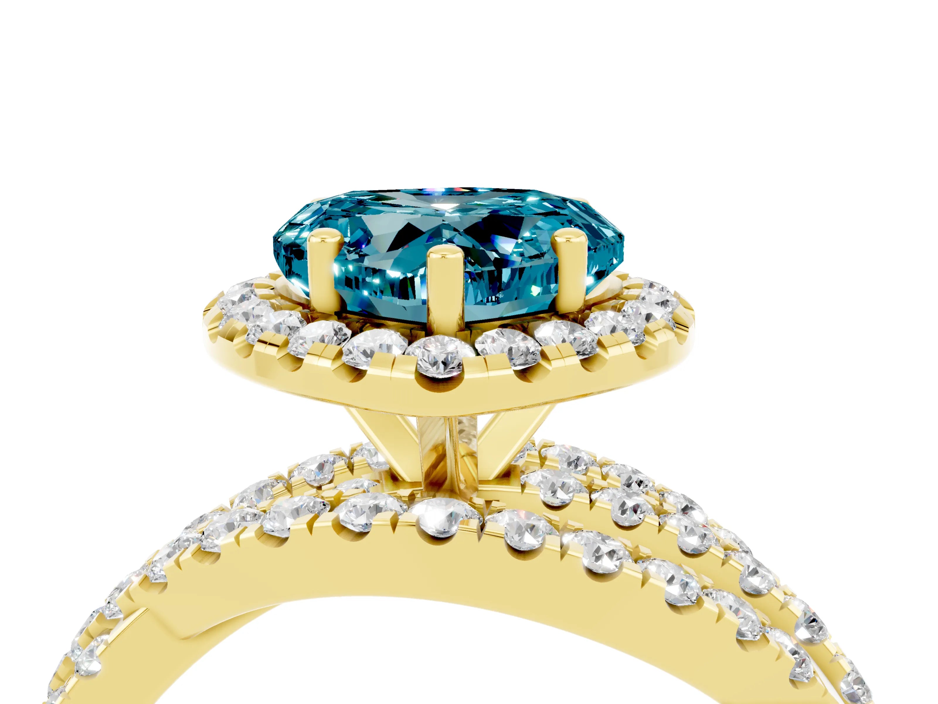 Yellow gold Heart Cut Cut Halo Split Shank Prong Setting Ring_16