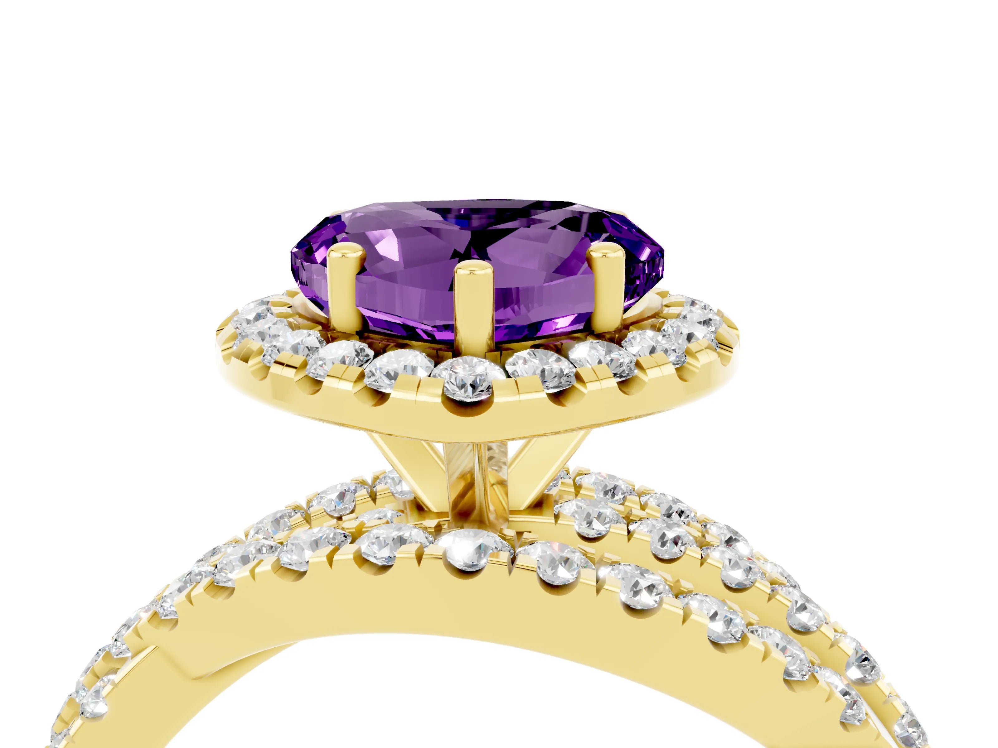 Yellow gold Heart Cut Cut Halo Split Shank Prong Setting Ring_16