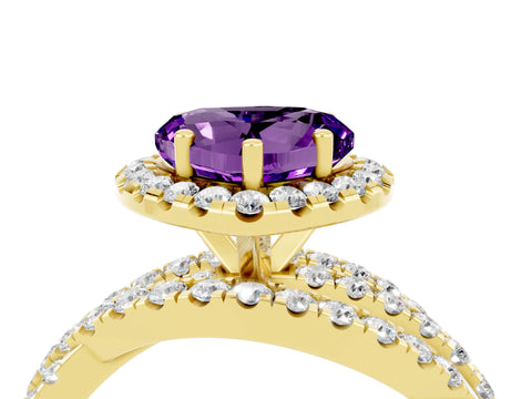 Yellow gold Heart Cut Cut Halo Split Shank Prong Setting Ring_16