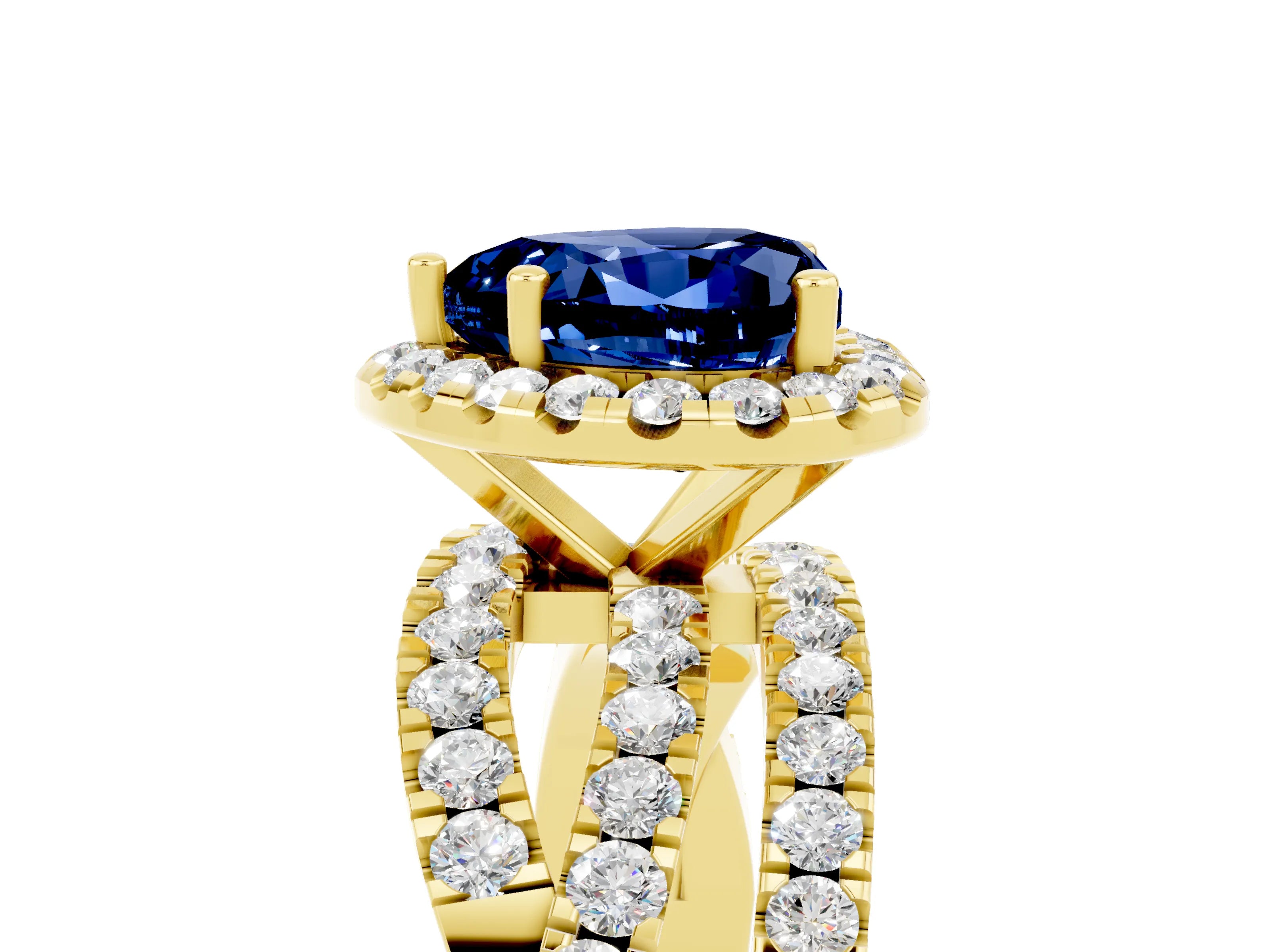 Yellow gold Heart Cut Cut Halo Split Shank Prong Setting Ring_17