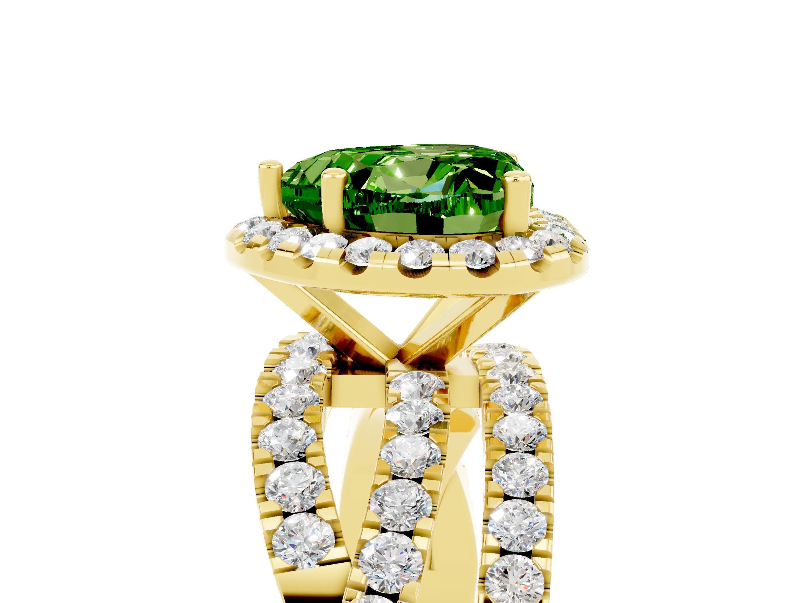 Yellow gold Heart Cut Cut Halo Split Shank Prong Setting Ring_17
