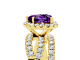 Yellow gold Heart Cut Cut Halo Split Shank Prong Setting Ring_17