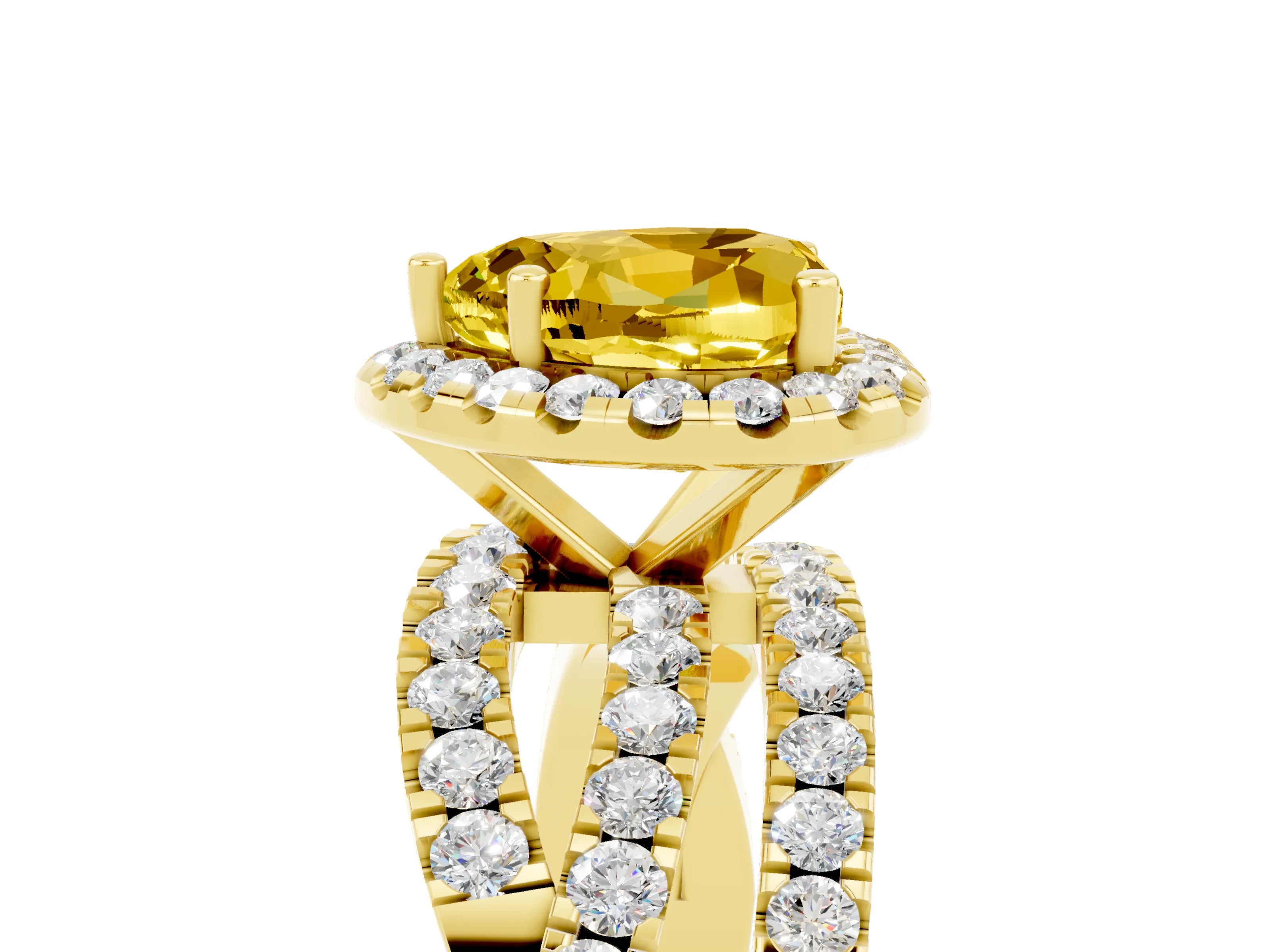 Yellow gold Heart Cut Cut Halo Split Shank Prong Setting Ring_17