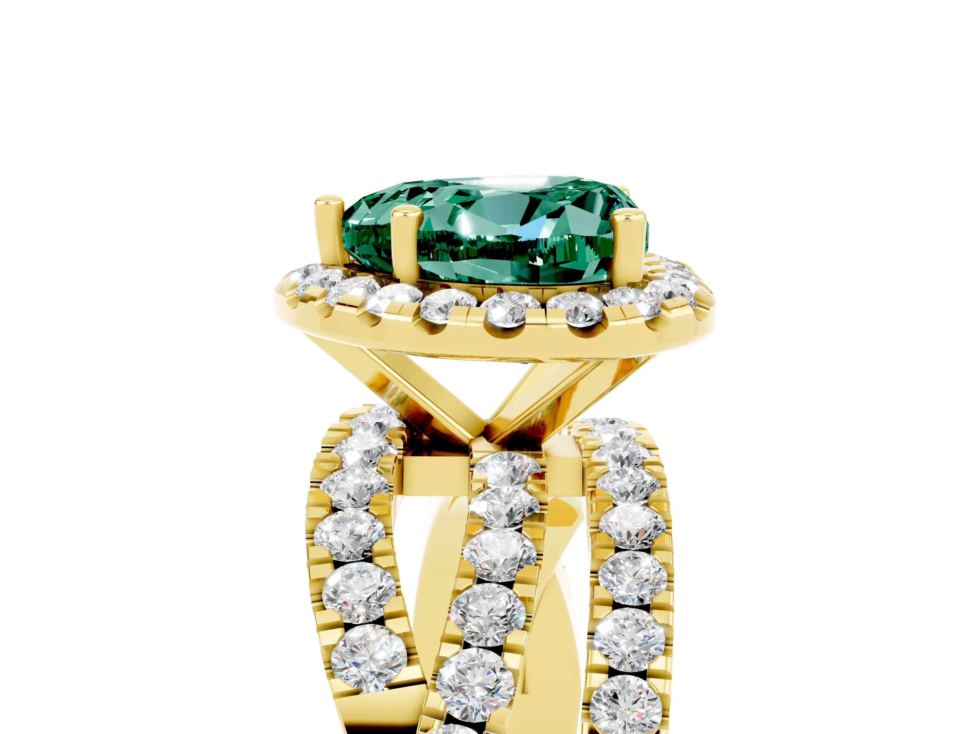 Yellow gold Heart Cut Cut Halo Split Shank Prong Setting Ring_17