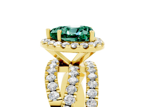 Yellow gold Heart Cut Cut Halo Split Shank Prong Setting Ring_17