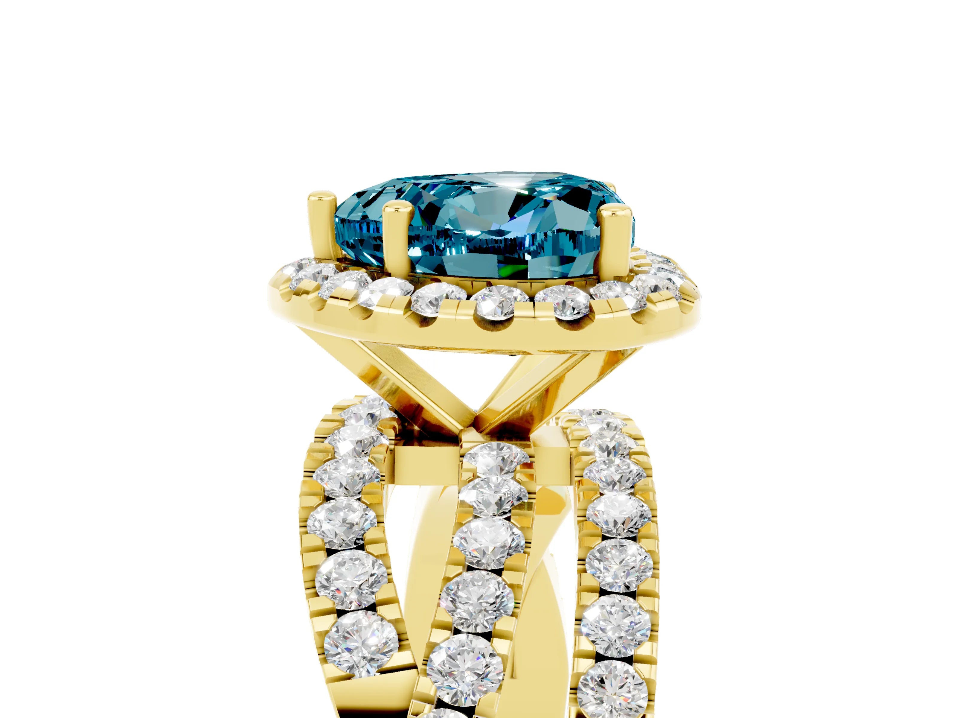 Yellow gold Heart Cut Cut Halo Split Shank Prong Setting Ring_17